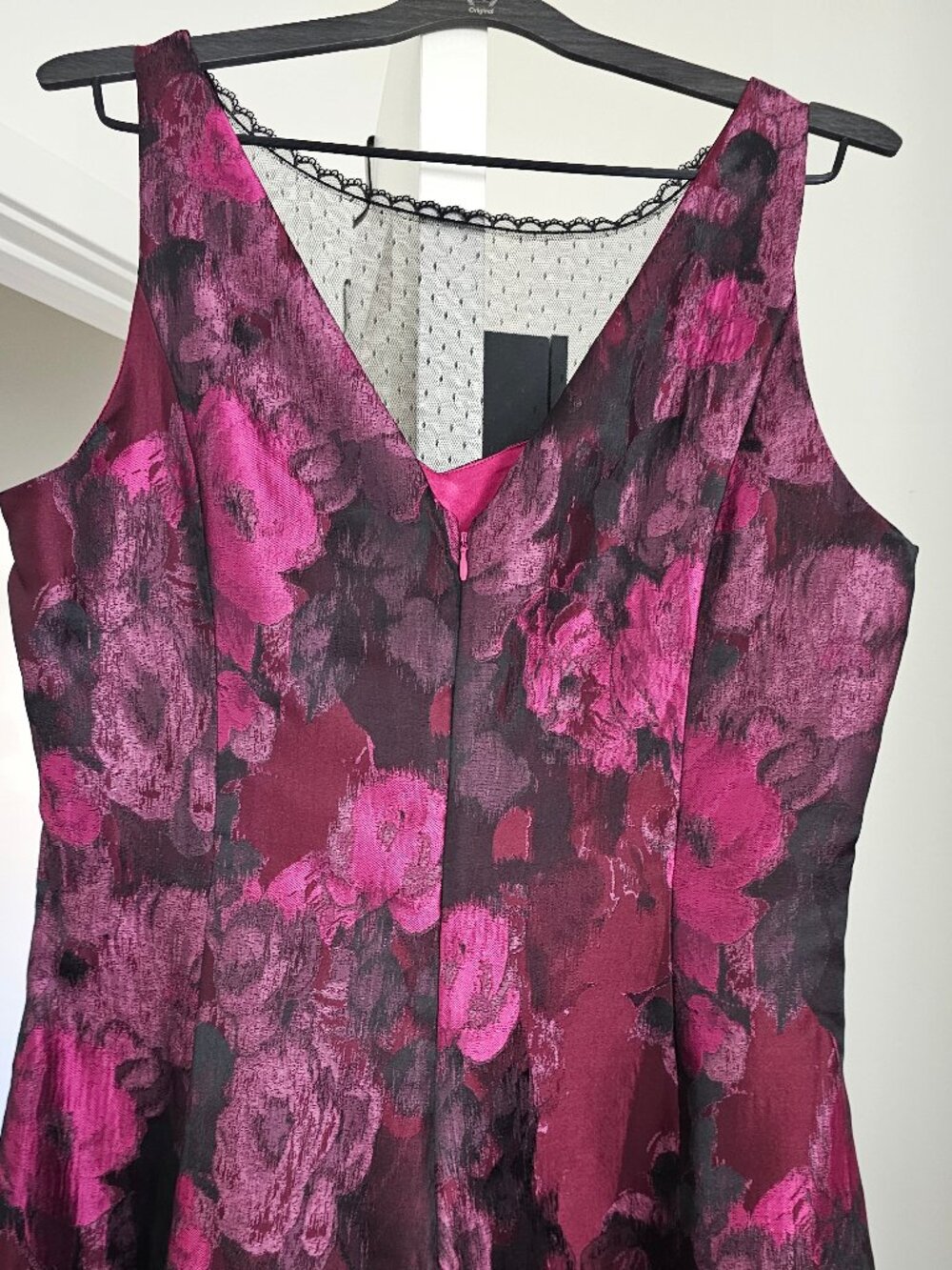 White House Black Market Burgundy Floral Jacquard Midi Dress